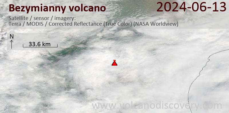 Bezymianny satellite image Terra (NASA)