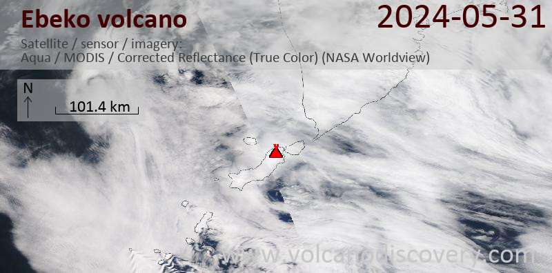 Ebeko satellite image Aqua (NASA)