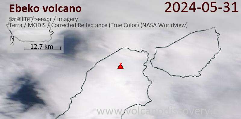 Ebeko satellite image Terra (NASA)