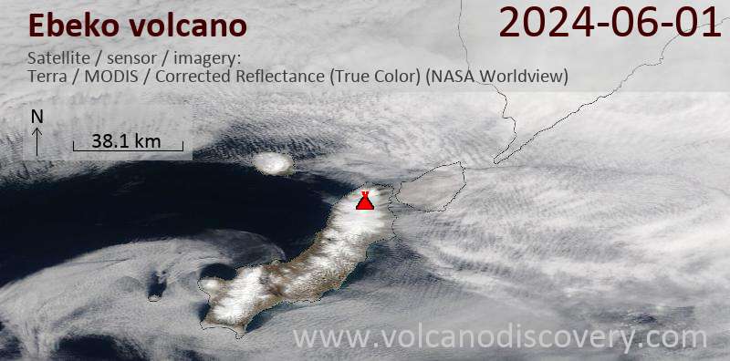 Ebeko satellite image Terra (NASA)