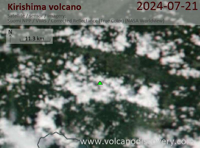 Kirishima satellite image Suomi NPP (NASA)