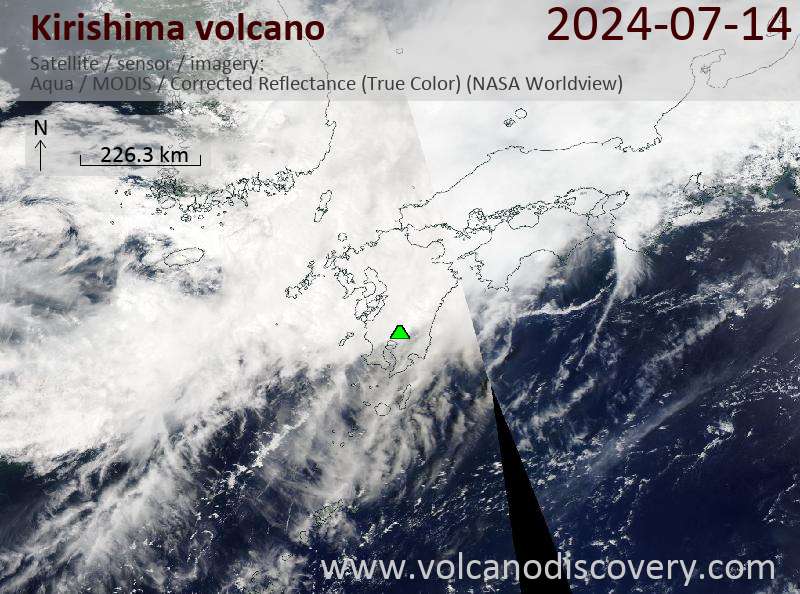 Kirishima satellite image Aqua (NASA)