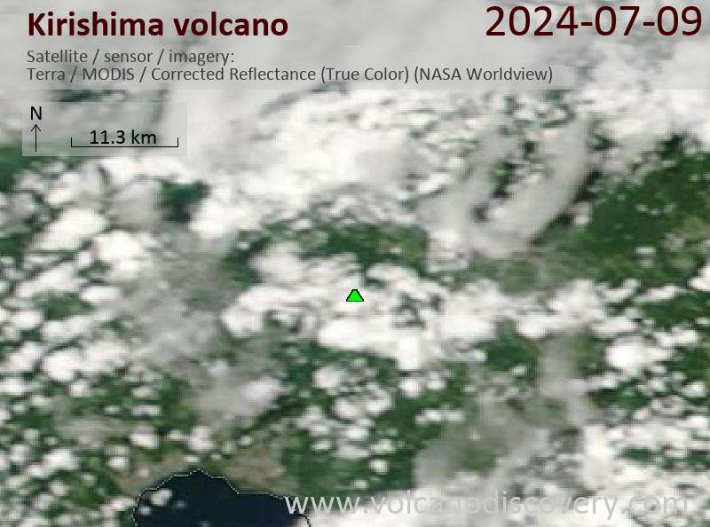 Kirishima satellite image Terra (NASA)