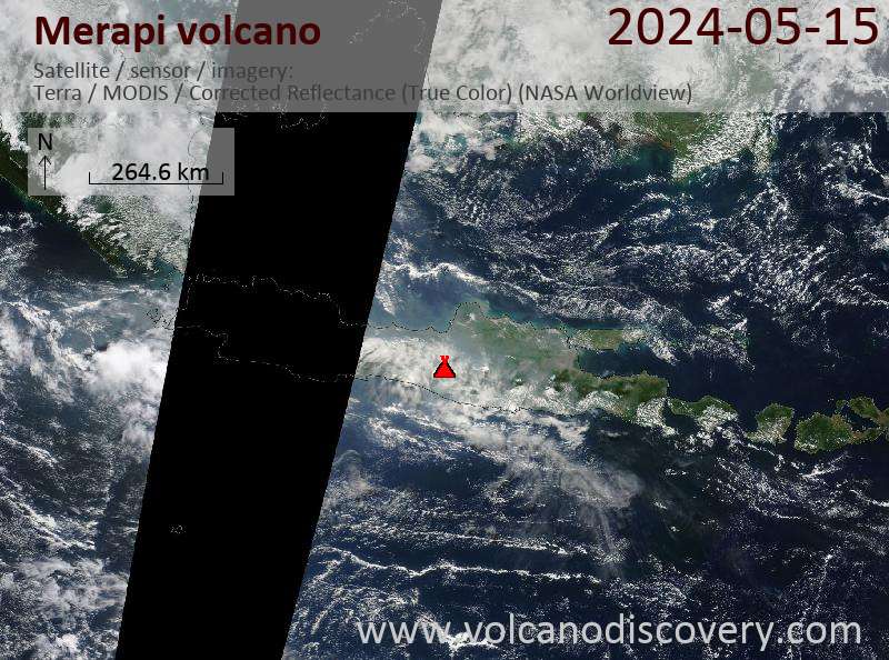 Merapi satellite image Terra (NASA)