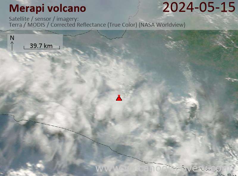 Merapi satellite image Terra (NASA)