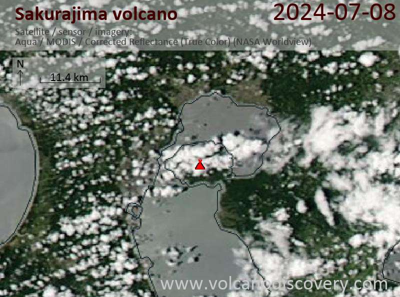 Sakurajima satellite image Aqua (NASA)