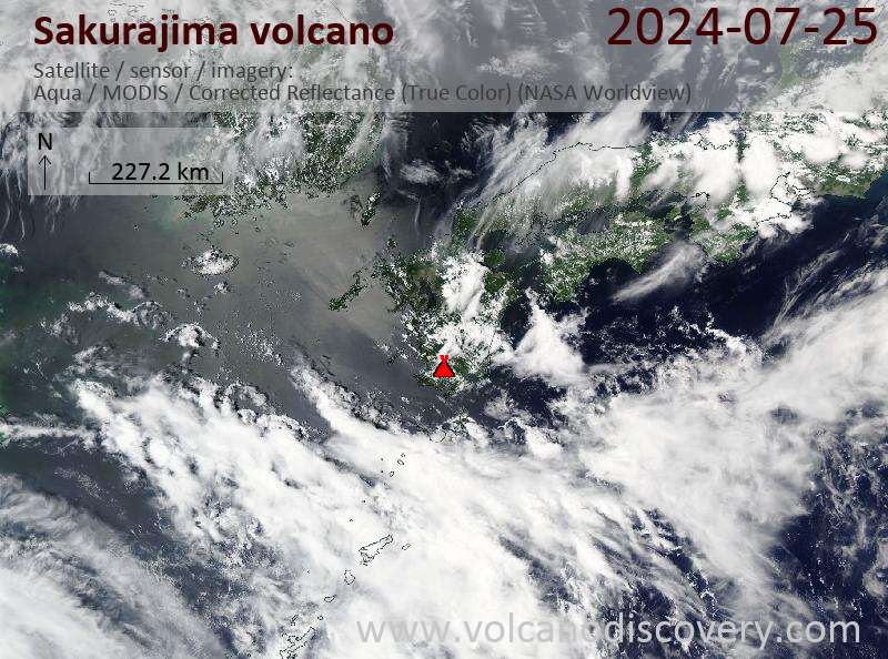Sakurajima satellite image Aqua (NASA)