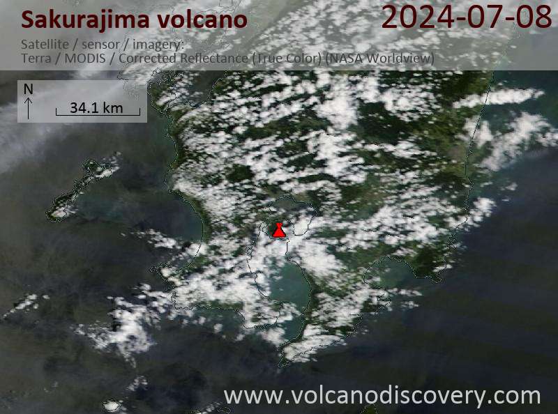 Sakurajima satellite image Terra (NASA)