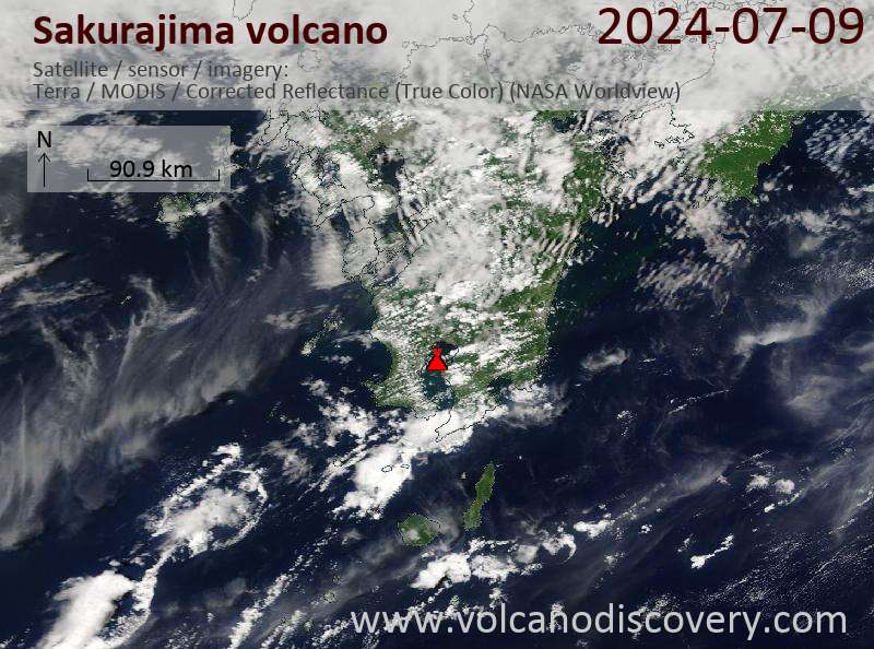 Sakurajima satellite image Terra (NASA)