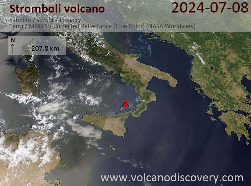 Stromboli satellite image Terra (NASA)