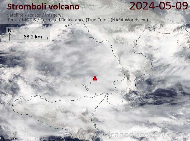 Stromboli satellite image Terra (NASA)