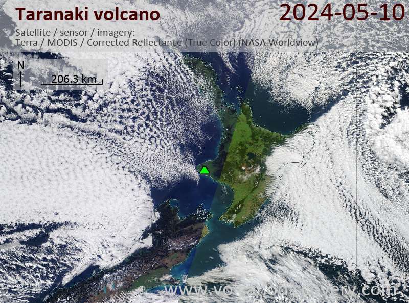Taranaki satellite image Terra (NASA)