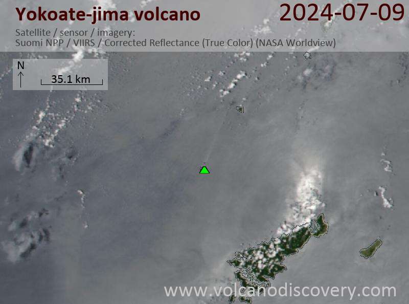 Yokoatejima satellite image Suomi NPP (NASA)