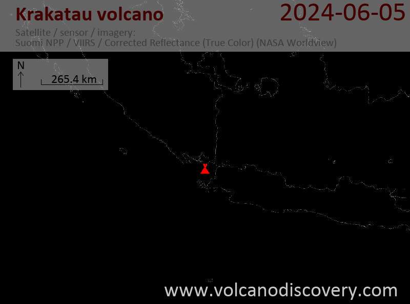 Latest satellite images of Krakatau volcano / Krakatoa volcano Krakatau, Sunda Strait 